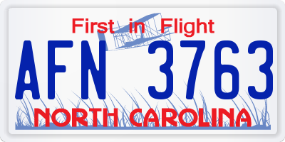 NC license plate AFN3763
