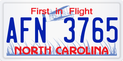 NC license plate AFN3765