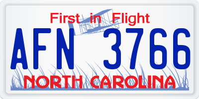 NC license plate AFN3766
