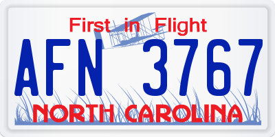 NC license plate AFN3767