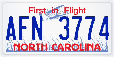 NC license plate AFN3774