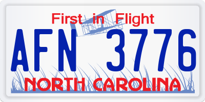 NC license plate AFN3776