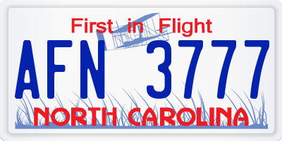 NC license plate AFN3777