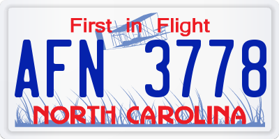 NC license plate AFN3778