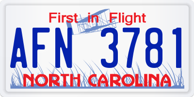 NC license plate AFN3781