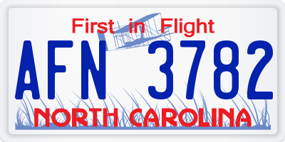 NC license plate AFN3782