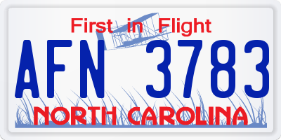 NC license plate AFN3783