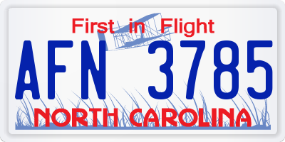 NC license plate AFN3785
