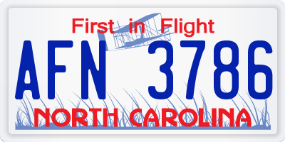 NC license plate AFN3786