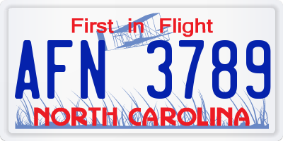 NC license plate AFN3789