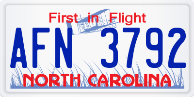 NC license plate AFN3792