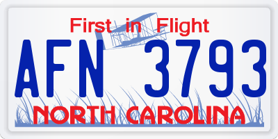 NC license plate AFN3793