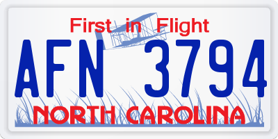 NC license plate AFN3794