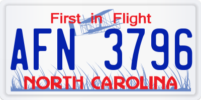 NC license plate AFN3796