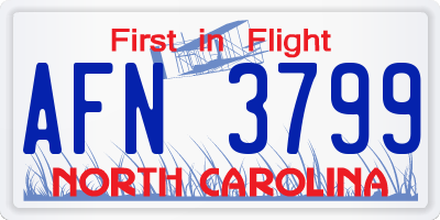 NC license plate AFN3799