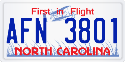 NC license plate AFN3801