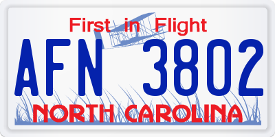NC license plate AFN3802