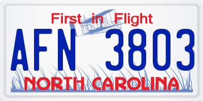NC license plate AFN3803