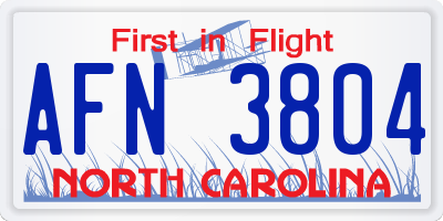 NC license plate AFN3804