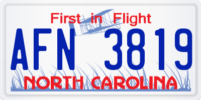 NC license plate AFN3819