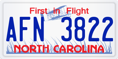 NC license plate AFN3822