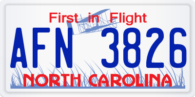 NC license plate AFN3826