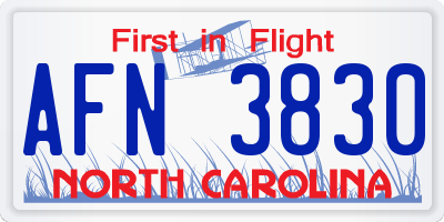 NC license plate AFN3830