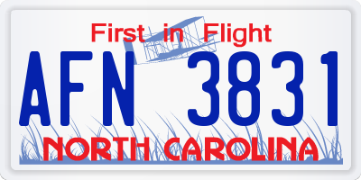 NC license plate AFN3831