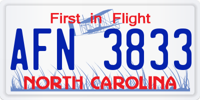 NC license plate AFN3833
