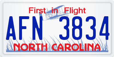 NC license plate AFN3834