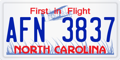 NC license plate AFN3837