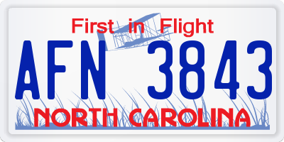 NC license plate AFN3843