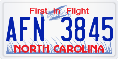 NC license plate AFN3845