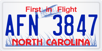 NC license plate AFN3847
