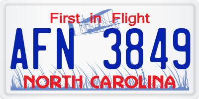 NC license plate AFN3849