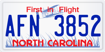 NC license plate AFN3852