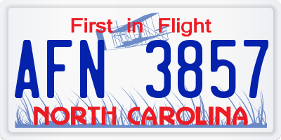 NC license plate AFN3857