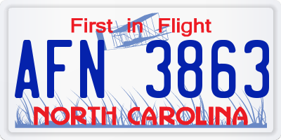 NC license plate AFN3863