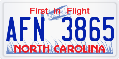 NC license plate AFN3865