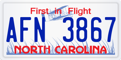 NC license plate AFN3867