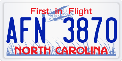 NC license plate AFN3870