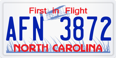 NC license plate AFN3872
