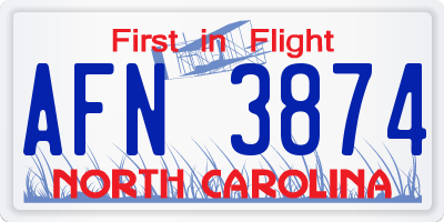 NC license plate AFN3874