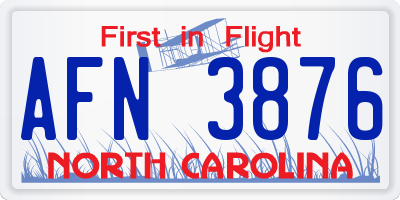 NC license plate AFN3876
