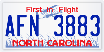 NC license plate AFN3883