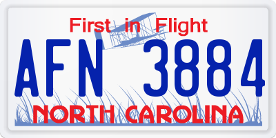 NC license plate AFN3884