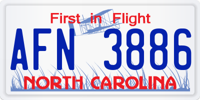 NC license plate AFN3886