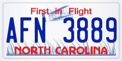 NC license plate AFN3889