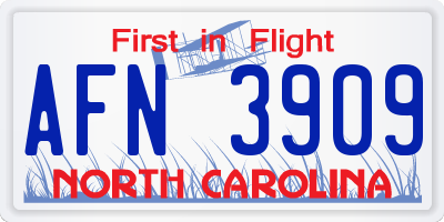 NC license plate AFN3909