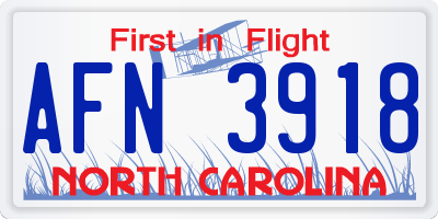 NC license plate AFN3918